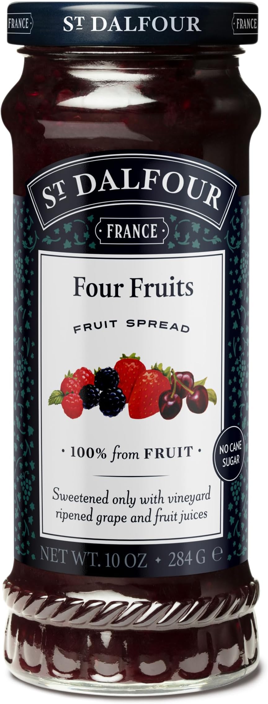 St. Dalfour Four Fruits Fruit Spread - 10oz - 100% from Fruit, No Artificial Ingredients, Non-GMO, No Cane Sugars, All Natural, Made in France