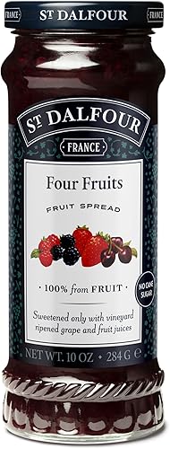 St. Dalfour Four Fruits Fruit Spread - 10oz - 100% de fruta, sin ingredientes artificiales, sin OMG, sin azúcares de caña, totalmente natural, hecho