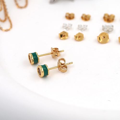 Miniatura 2 de 16 unidades8 pares de aretes chapados en oro de 18 quilates para tachuelas, de plata de ley 925, no se decolora, seguro, hipoalergénico seguro (0.2