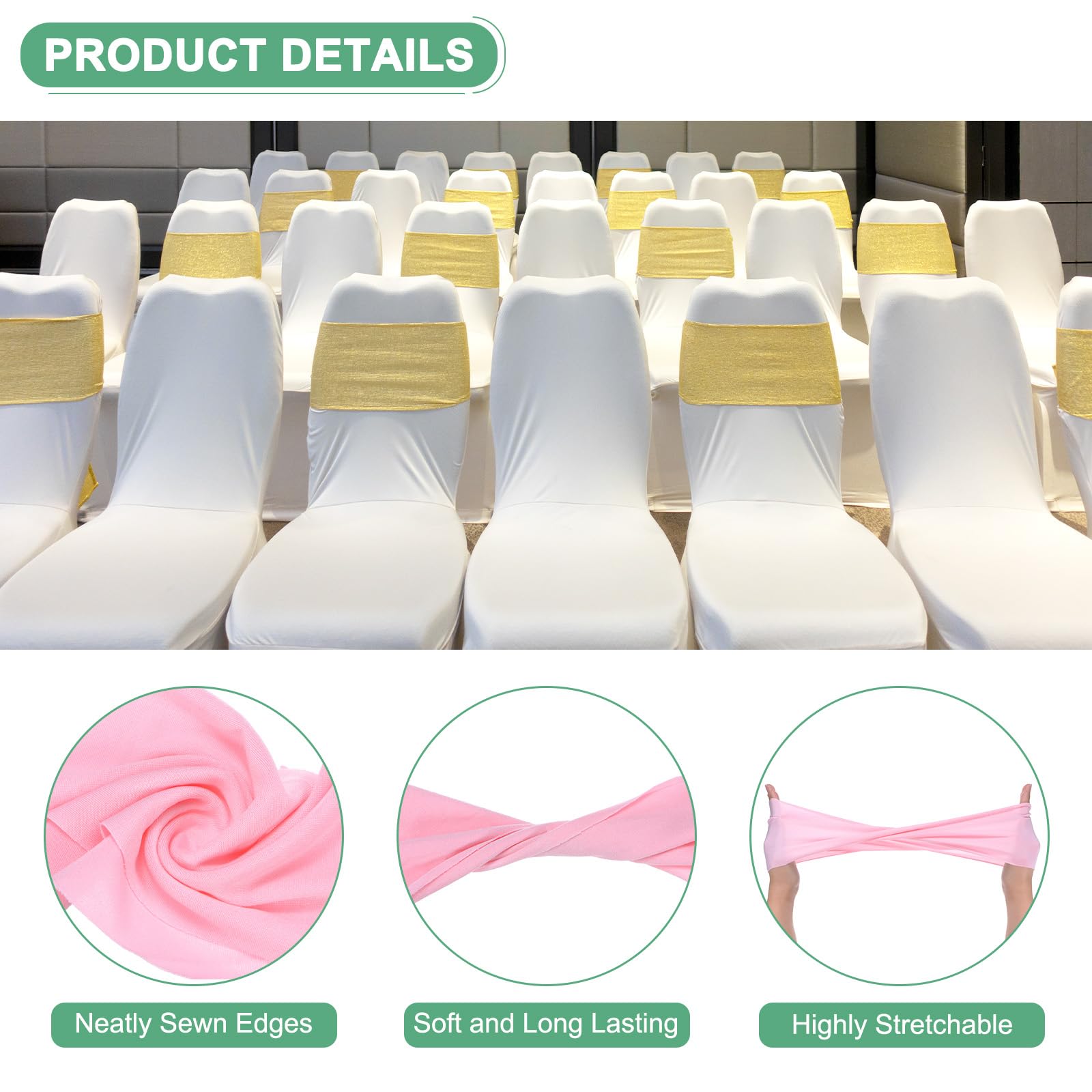 M METERXITY 50-Pack Spandex Chair Sashes - Image 2