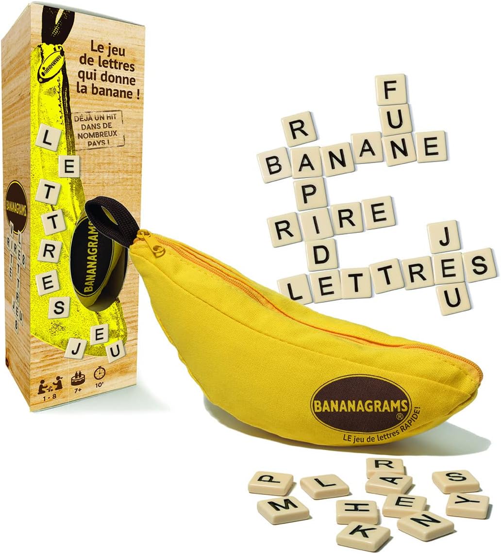 BANANAGRAMS Boîte Version française Jeu de Lettres et de rapidité Jeu de Lettres Fun Jeu