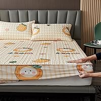 Vista 10 de Sábana bajera ajustable tamaño King, sábanas de látex fresco de verano, cubrecolchón con estampado de dibujos animados para habitación de los niños