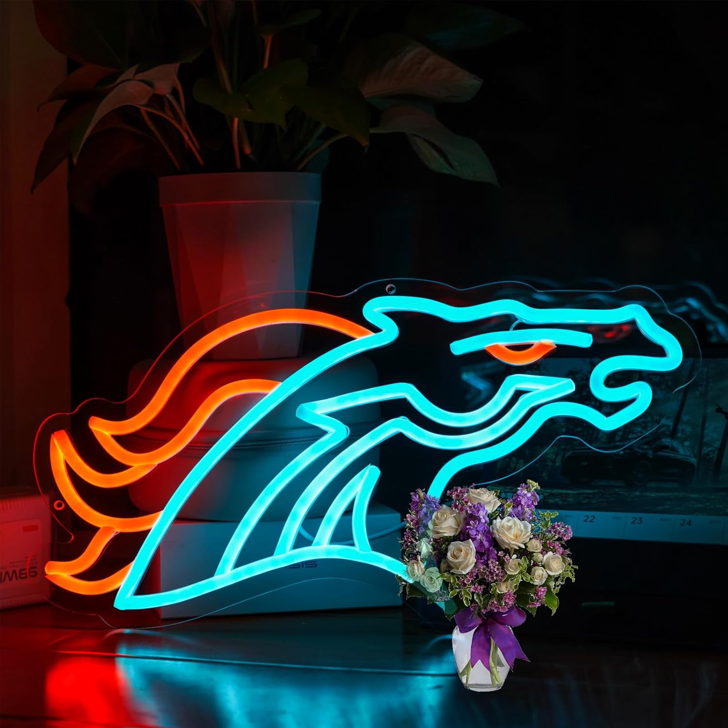 football neon sign for wall decor, Rugby team light up signs,Dimmable LED Neon Lights, football sign gifts for men sport fans Club Bar Dorm Party Game room Size:16.54 * 9.61In - Image 2