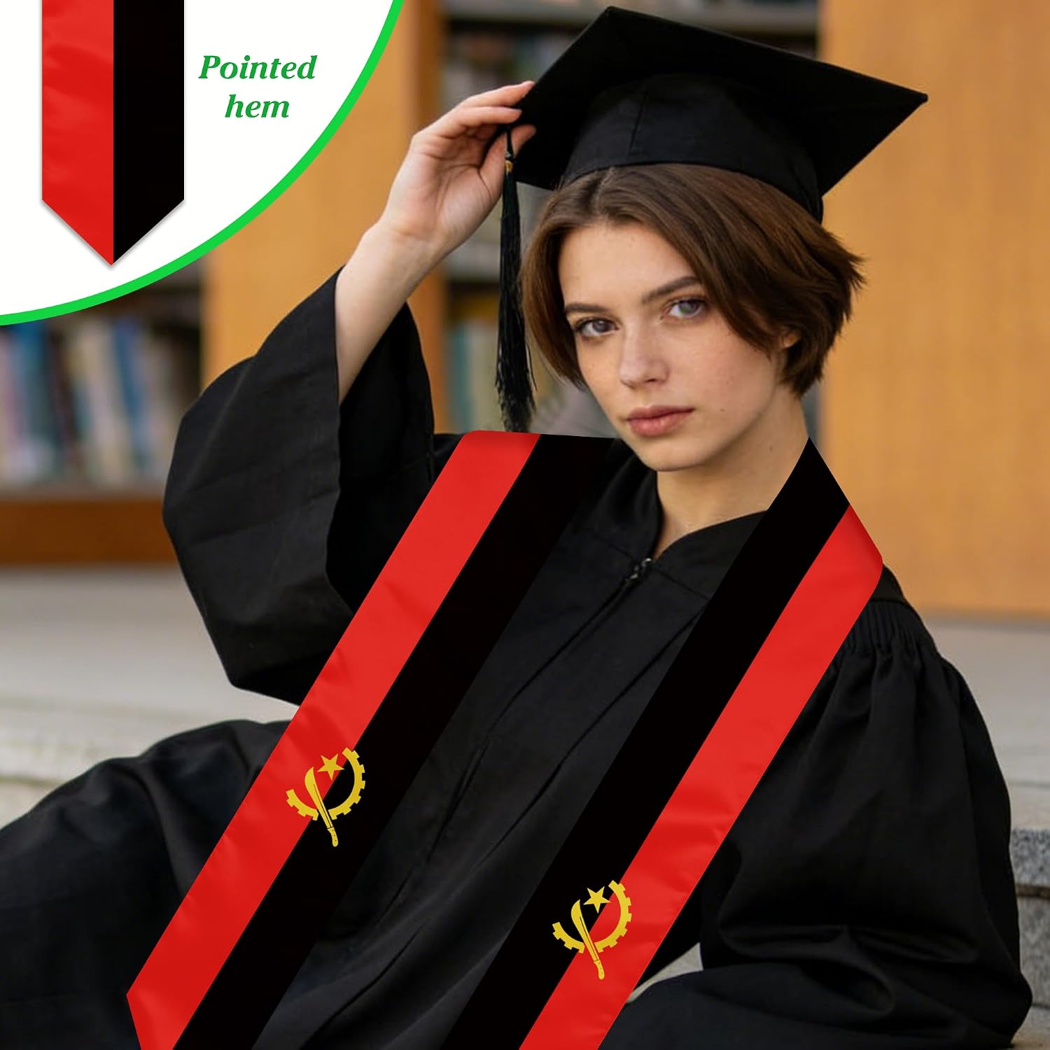 Angola Graduation Sash Stole International Study Abroad Unisex Angola Flag Graduation Scarf