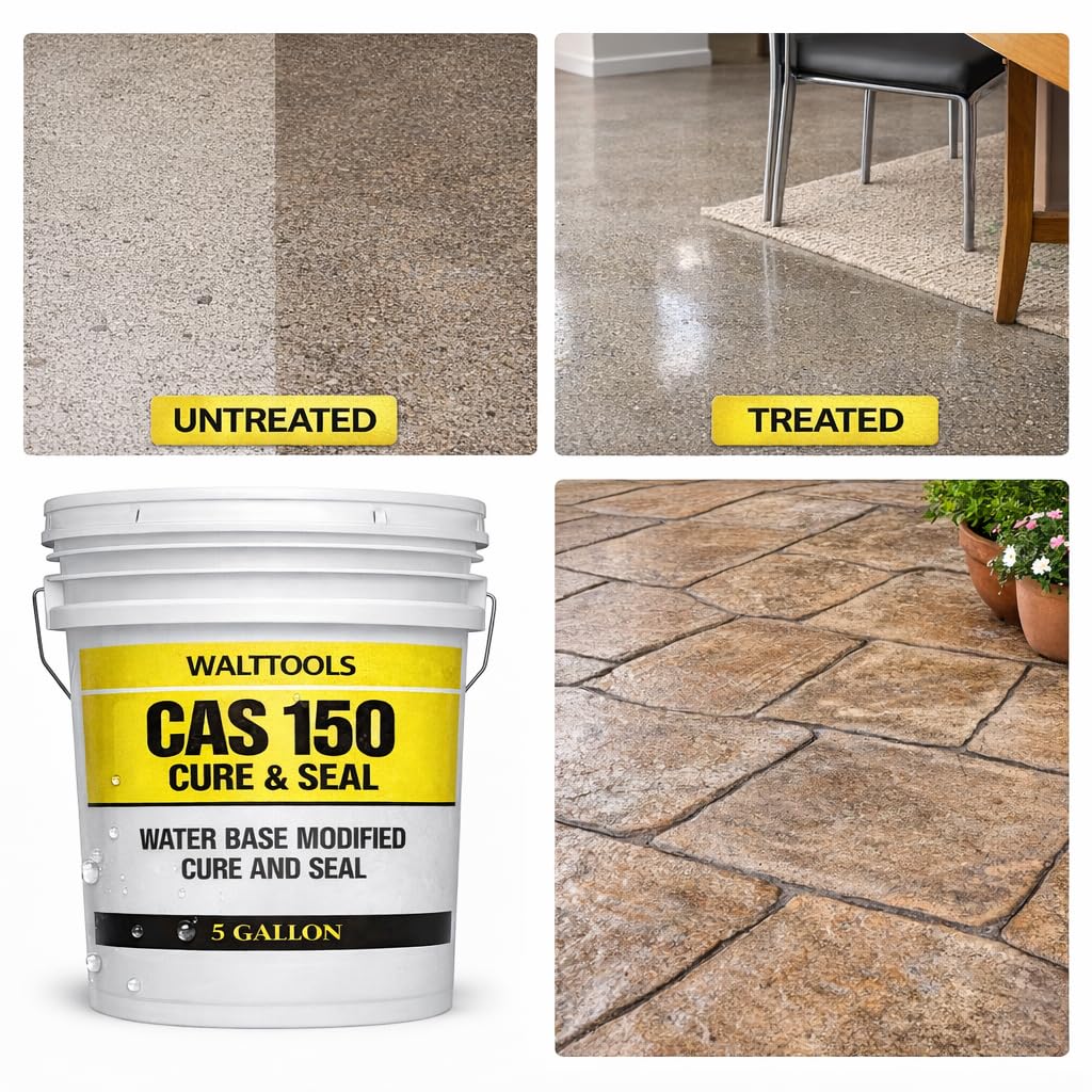 CAS 150 Concrete Sealer | High Grade, Water-Based Concrete Curing Membrane, Sealer, & Dust Proofer (1 Gallon)