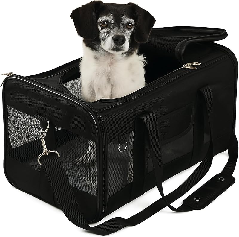 Caixa de Transporte Flexível Sherpa Original Deluxe para Cães e Gatos – Preta, Grande
