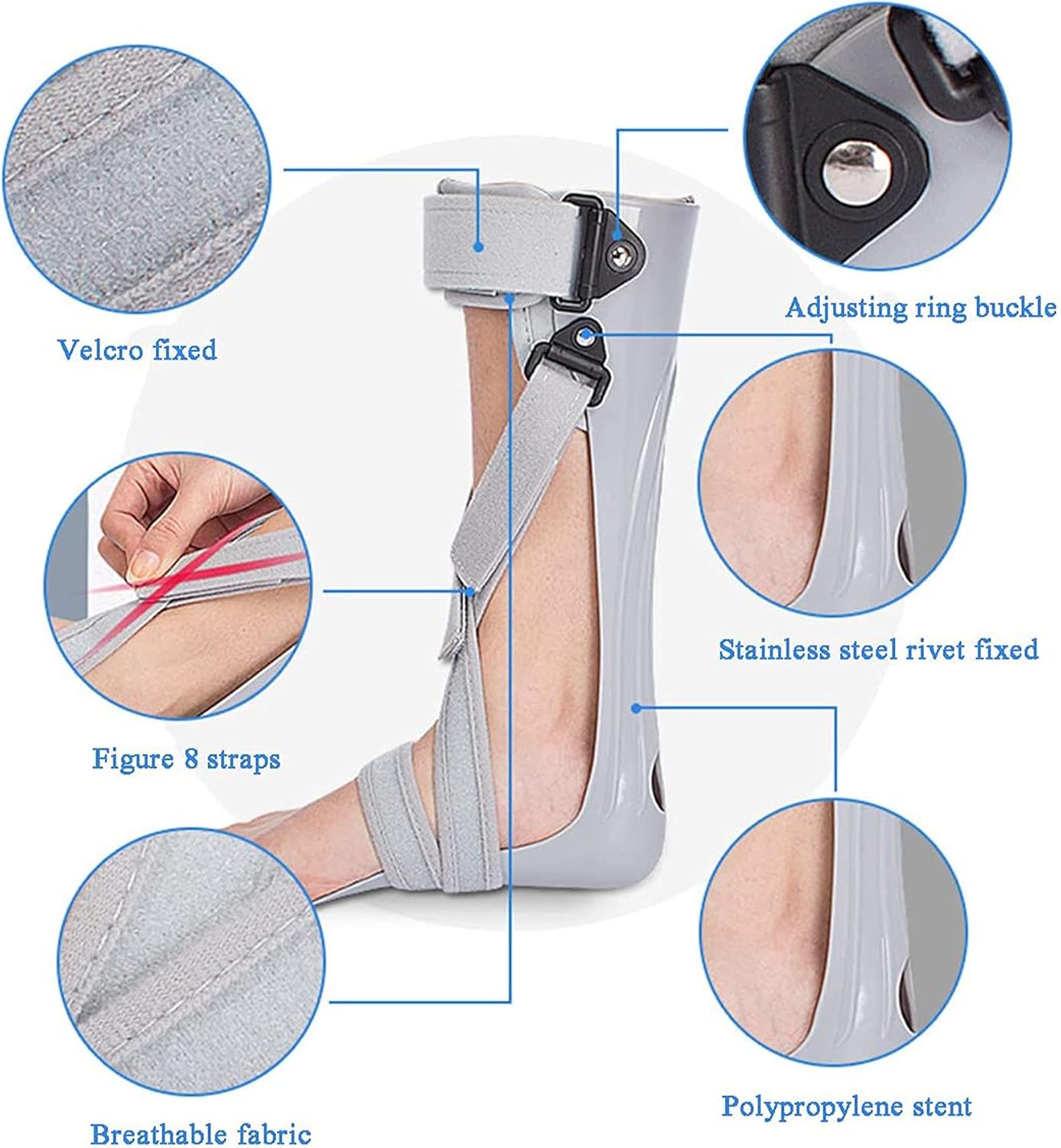 Ankle Foot Orthosis Support Padded Drop Foot Brace Ankle Foot Support for Foot Drop Achilles Tendon Injury Stroke Keeping Foot in Straight Right Angle Drop Foot Stabilizer,Right,Lager