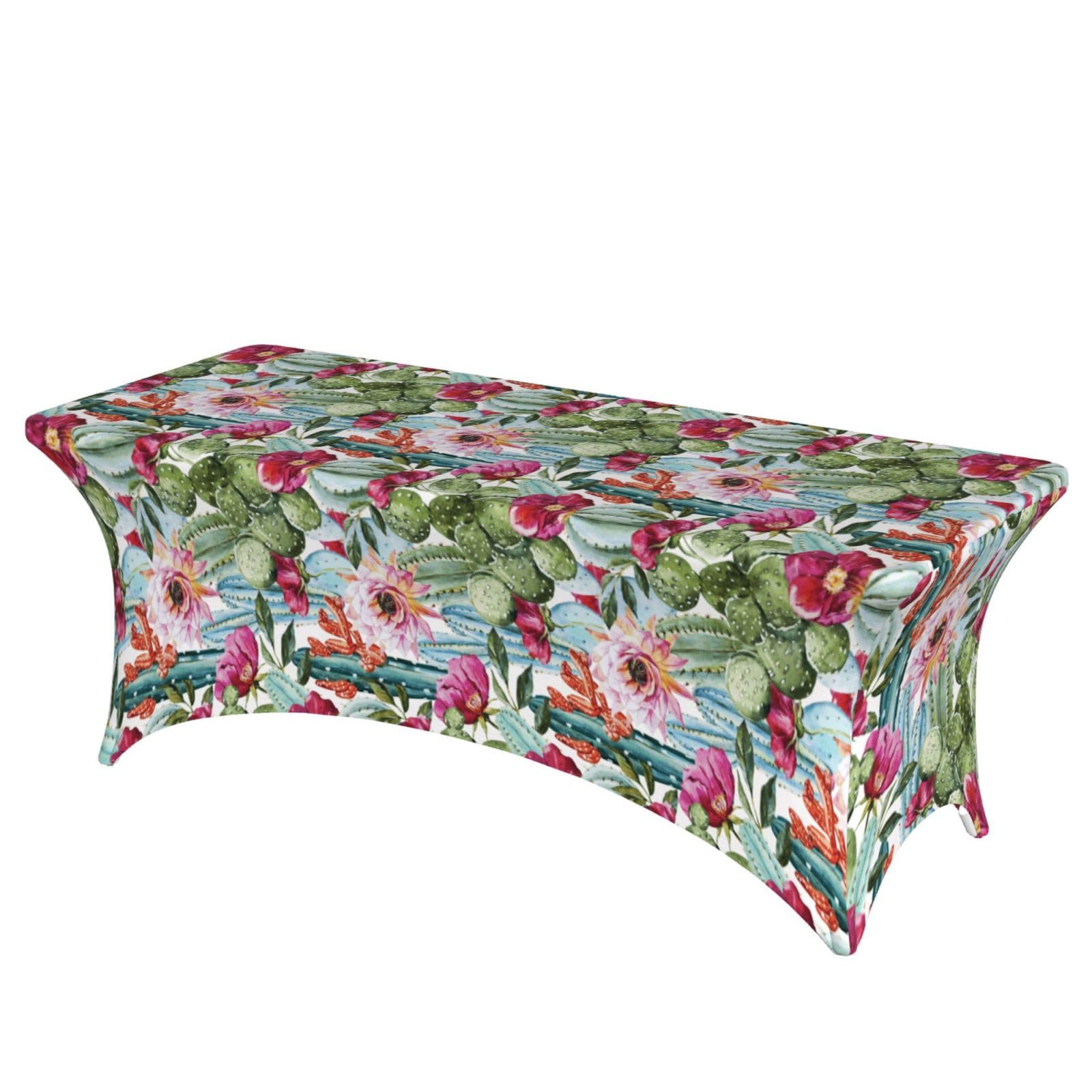 ERCgad Cactus Succulent Rose Print Rectangular Tablecloth Dining Banquet Party Events Home Celebration Table Cover