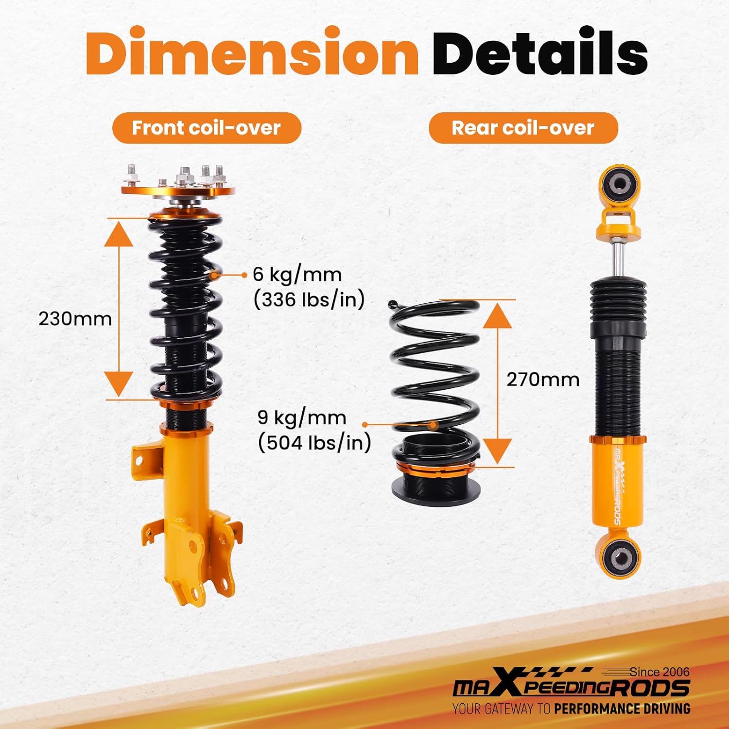 maXpeedingrods Coilovers for Honda Odyssey 1999-2004, Height Adjustable Coilovers Suspension Kit, Preset Damping Lowering Kit Gold