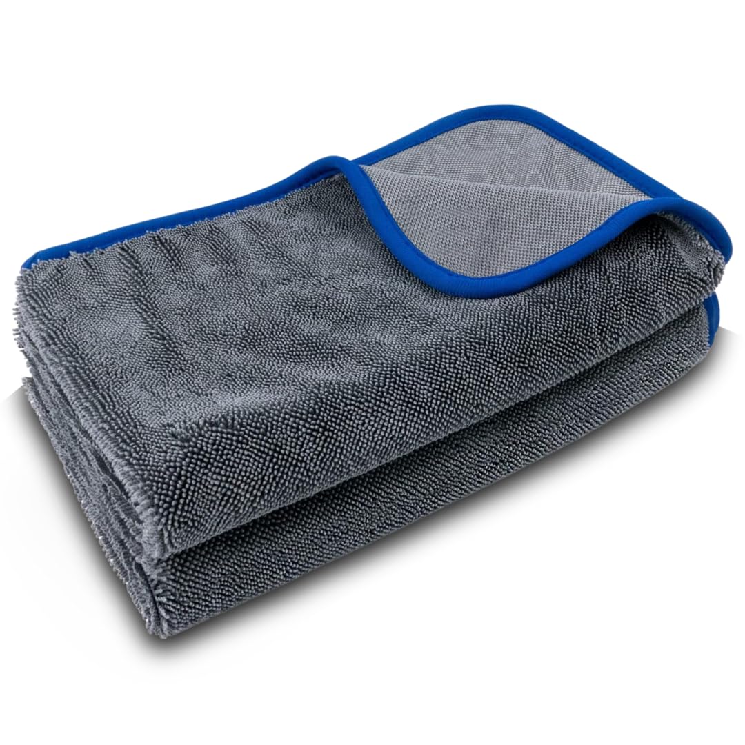 XXL Professional Microfiber Car Drying Towel – 60x90 cm - Twisted Loop Design - Auto Cleaning and Detailing Cloth, Super Absorbent, Ultra Soft, Lint and Streak-Free - Pack of 1