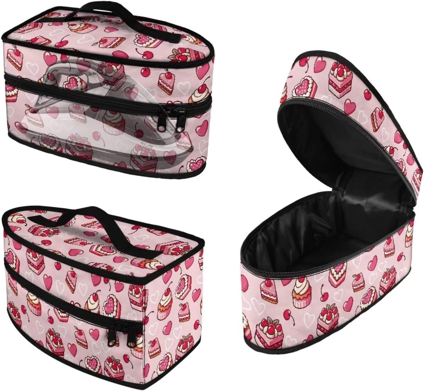 Valentines Day Love Cake Steam Iron Storage Case with Smooth Zipper Reusable Handheld Iron Portable Storage Bag for Clothing Store