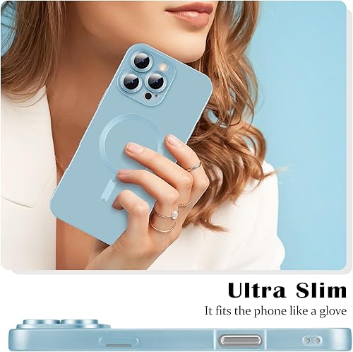 Miniatura 9 de Funda magnética para iPhone 14 Pro Max, funda de pintura metálica de lujo con MagSafe para mujeres, niñas y hombres, protector de lente de cámara,