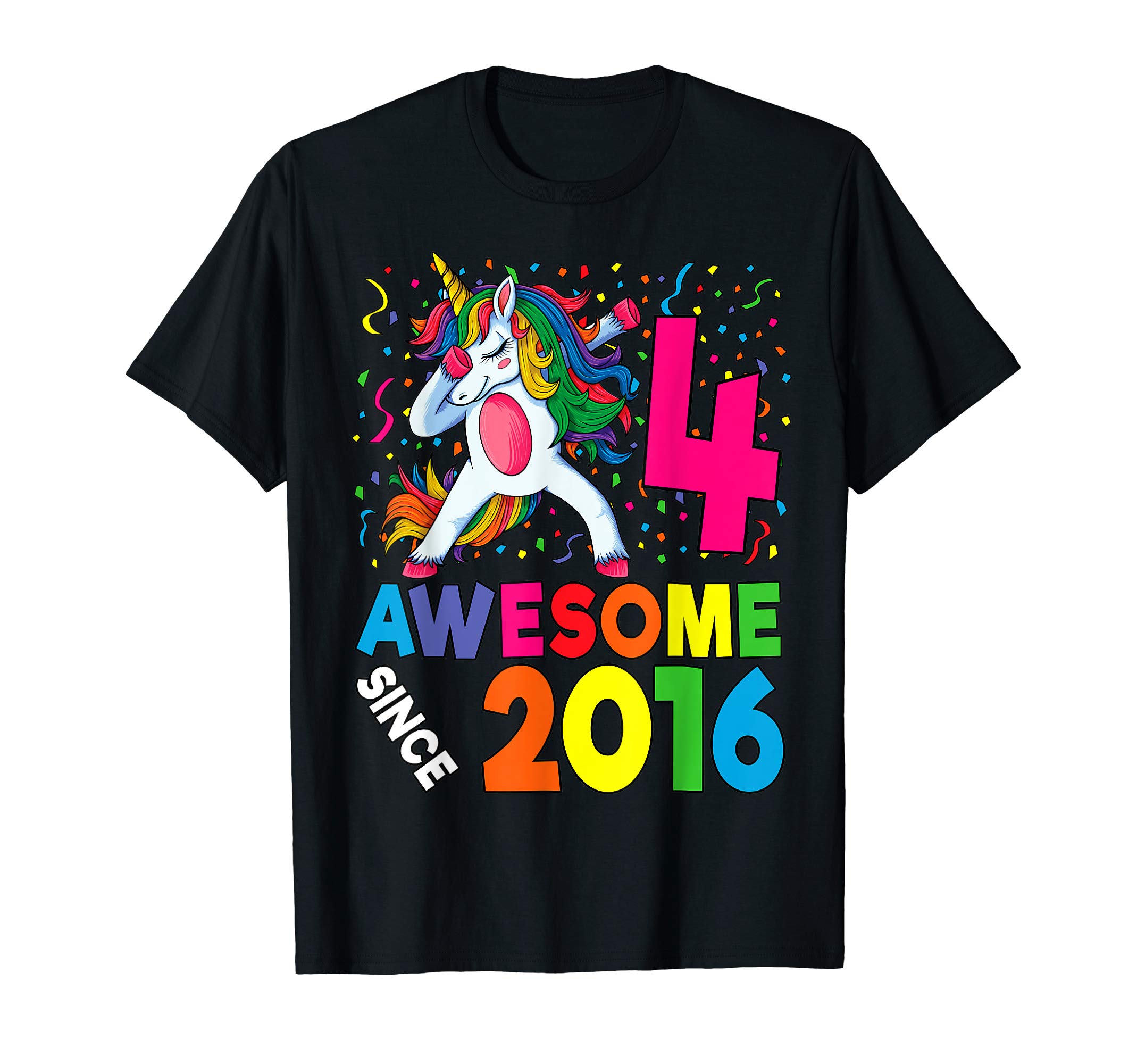 4th Birthday Dabbing Unicorn Party Gift For 4 Years Old Girl T-Shirt