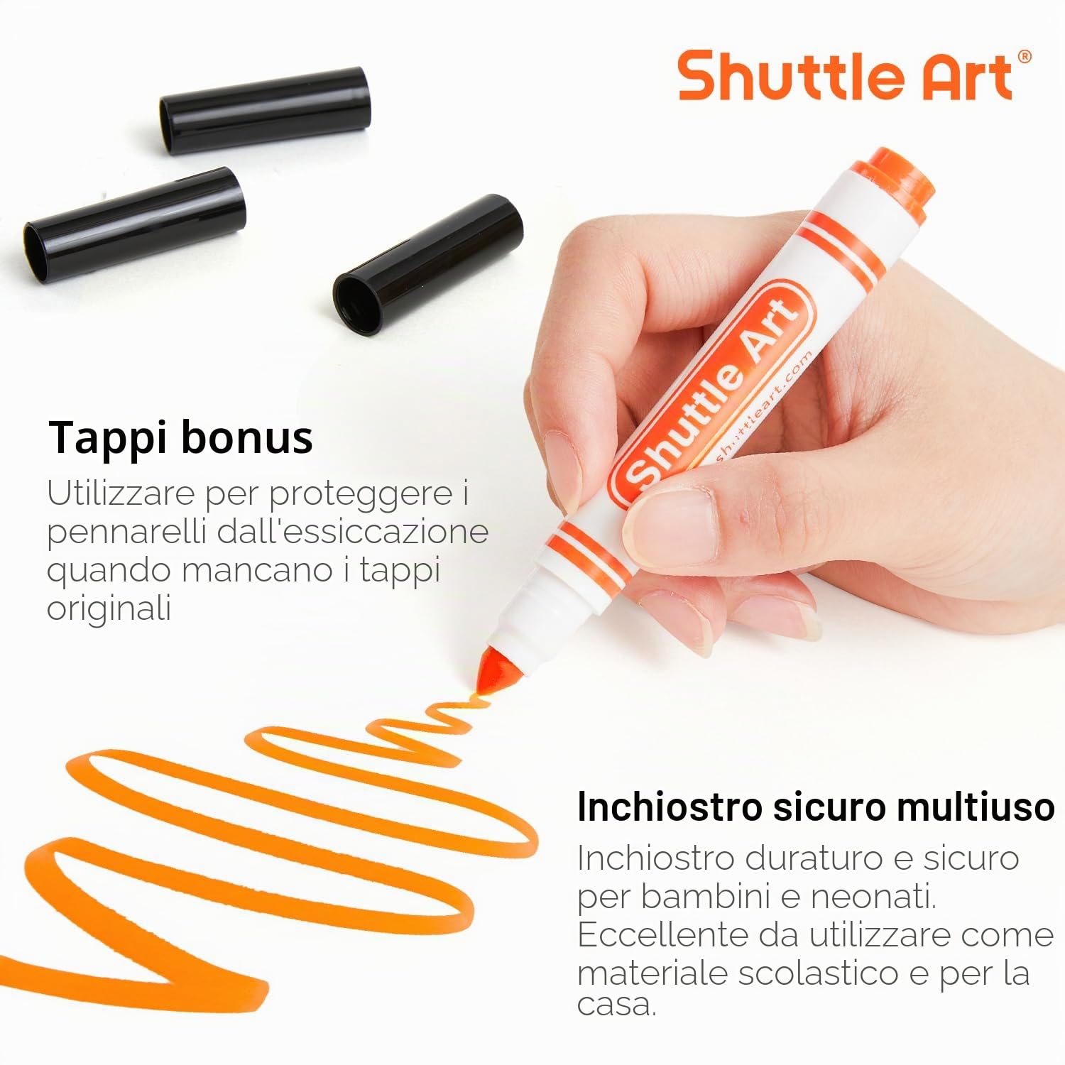 Shuttle Art 304 confezione di pennarelli lavabili per bambini, 8 colori, pennarelli a punta larga lavabili, confezione scolastica, materiale scolastico per la classe di adulti, studenti e insegnanti