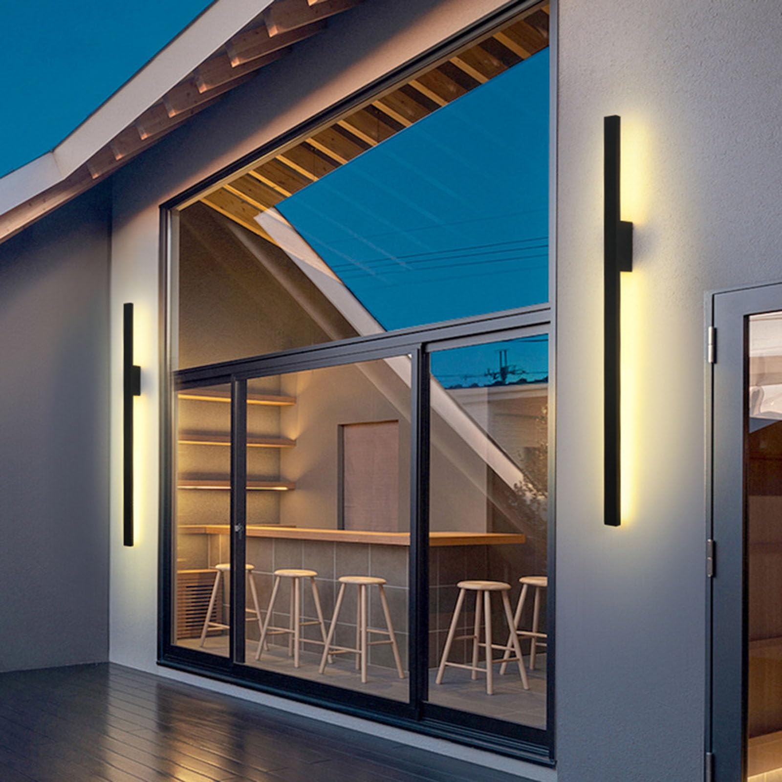 Applique murale LED longue noire 150 cm étanche IP65 en aluminium pour jardin