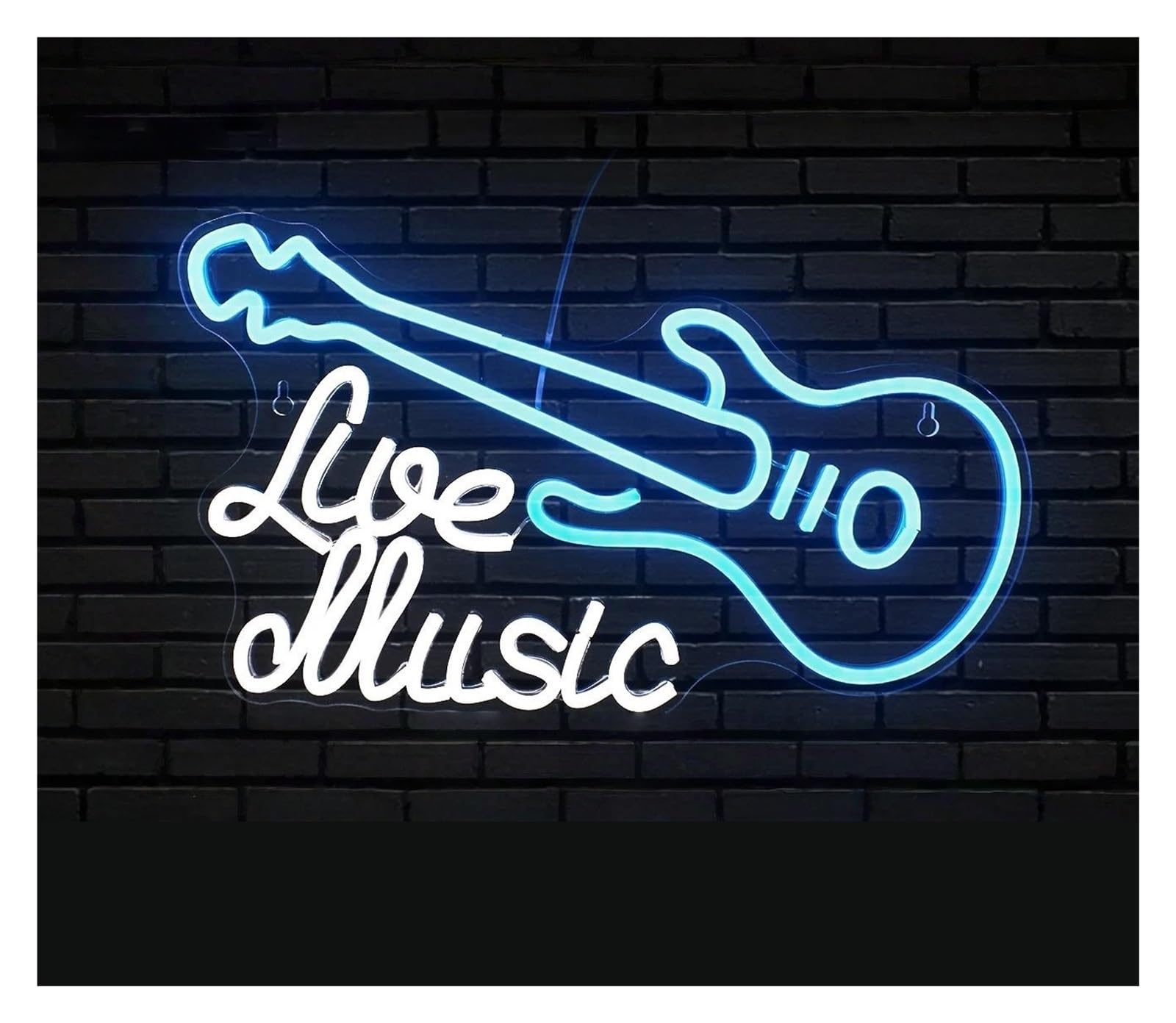 Wiszące neony artystyczne Neon "Muzyka Na Żywo" Z Zasilaniem USB, Gitara, Dekoracja Ścienna Do Pokoju Muzycznego, Lampy Do Baru, Studia, Klubu, Imprezy, Dekoracyjne, 24x42cm
