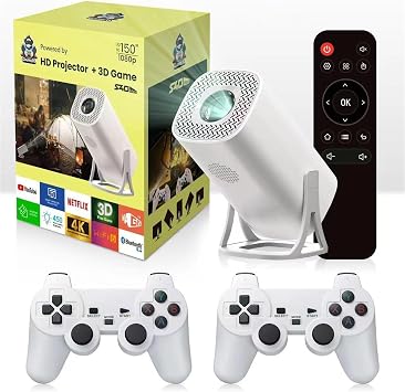 S40 Max Game Projector, Projector And Game With 2 Wireless Controllers Game Projector with Controllers, Projector, S40 Max Video Game Projector35000+Games