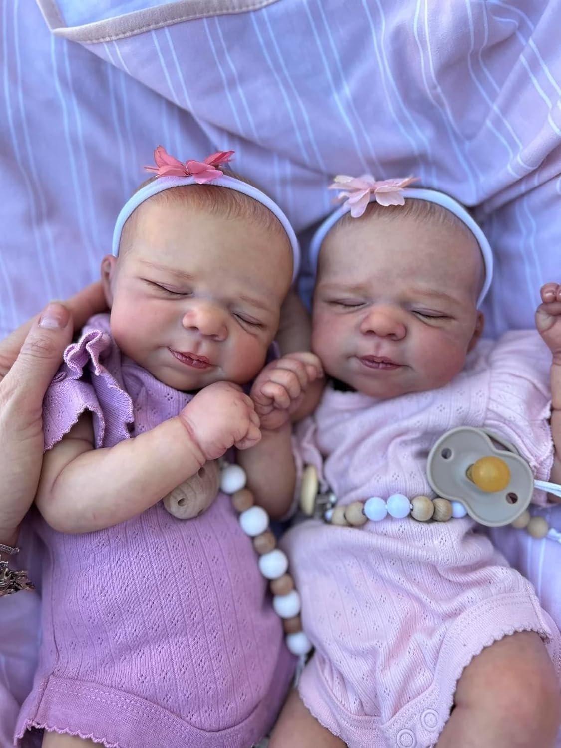 Anano Reborn Baby Dolls Silicone Full Body-18 in Realistic Baby Doll Lifelike, Reborn Twins Girls, Full Silicone Babys Doll Twins That Look Real Life Babys Posable with Accessories