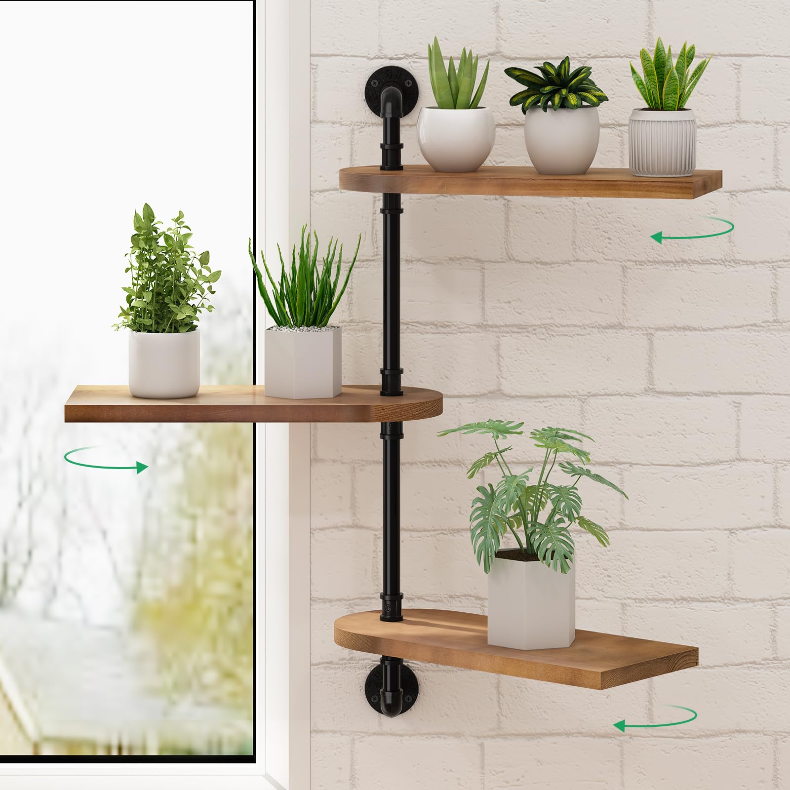 Amazon.com: 3-Tier Rotating Window Plant Shelf,Wooden Indoor Plant ...