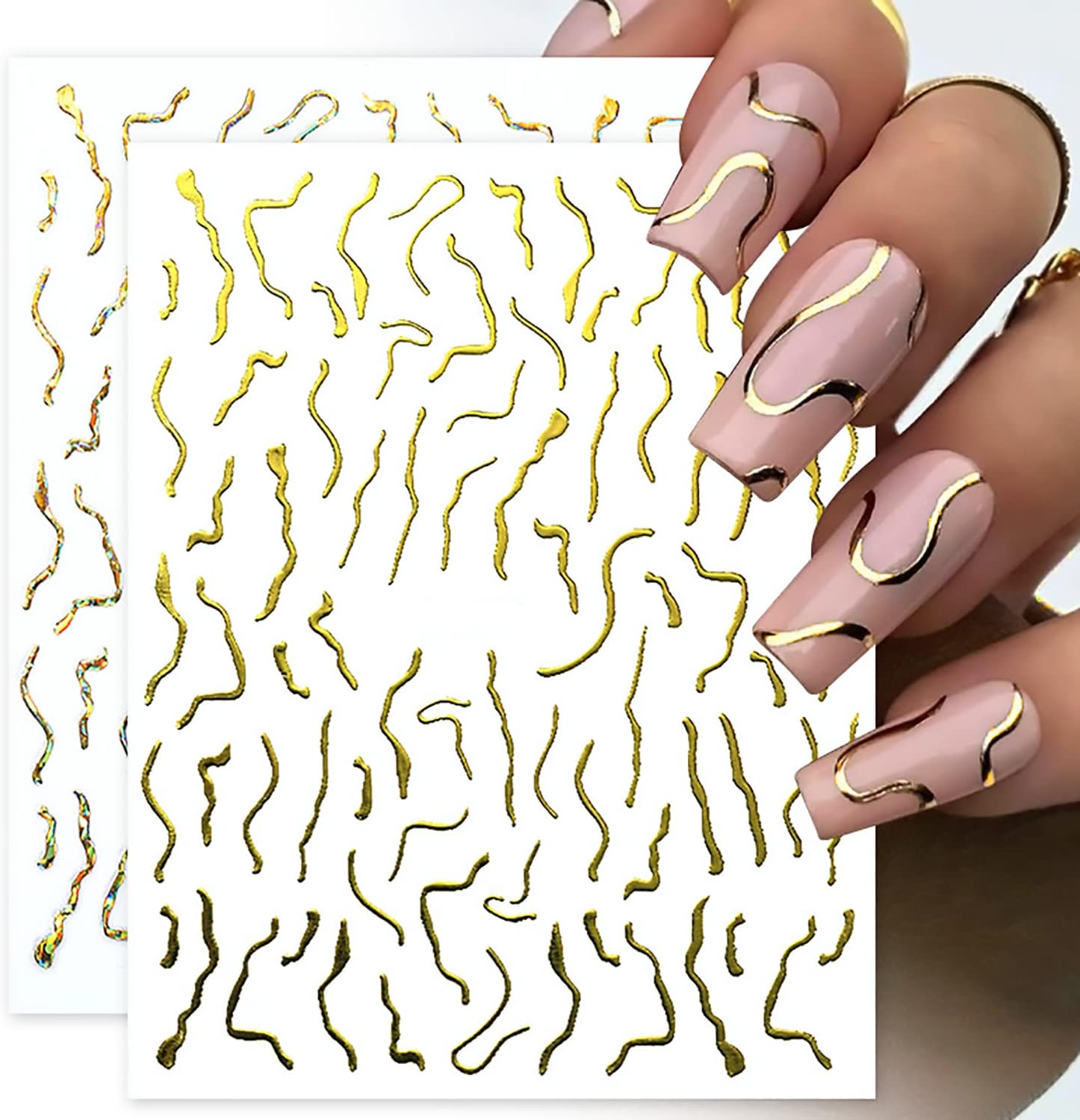 Line Sticker Nails Amazon.com: Nail Art Stickers Decals Line Nail Art Supplies Gold 3D ...