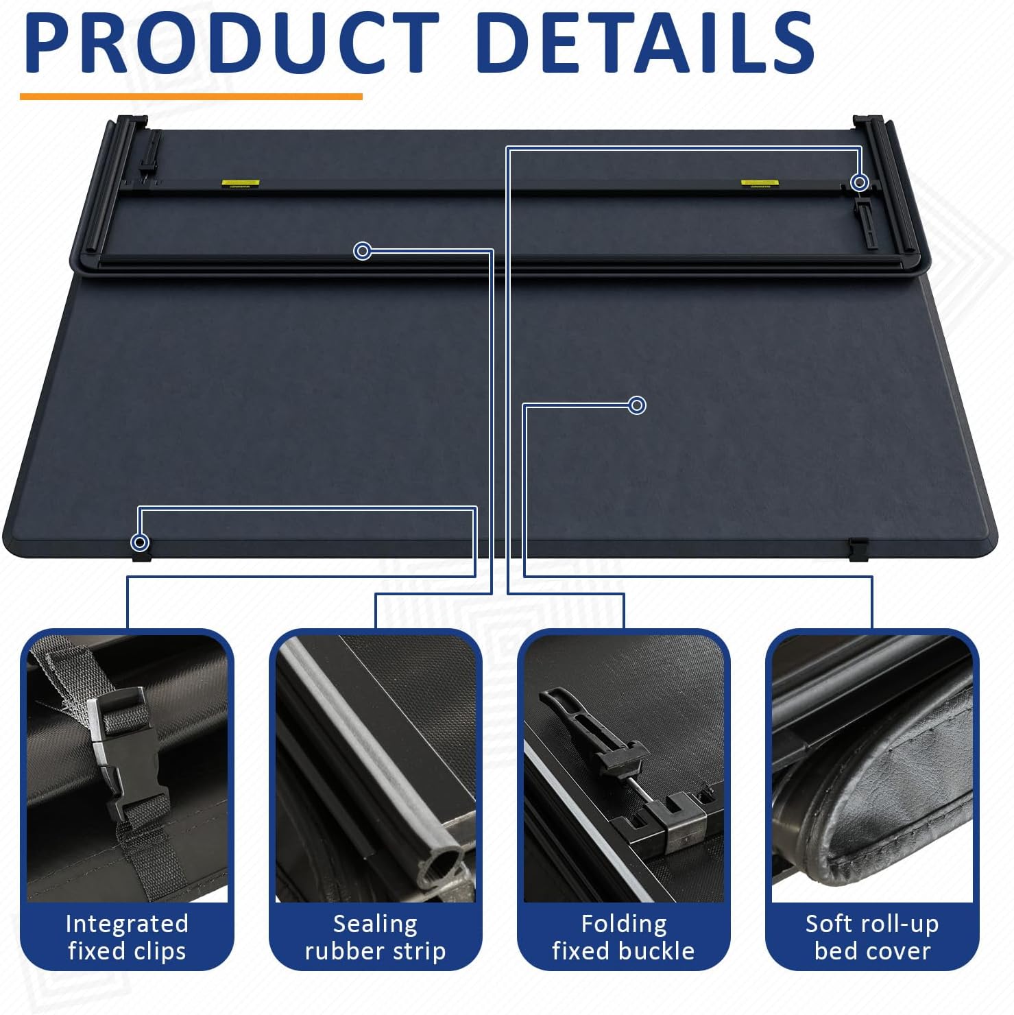 PENSUN Soft Tri-Fold Truck Bed Tonneau Cover Fit for Nissan Frontier 2005-2025 5FT Bed PVC