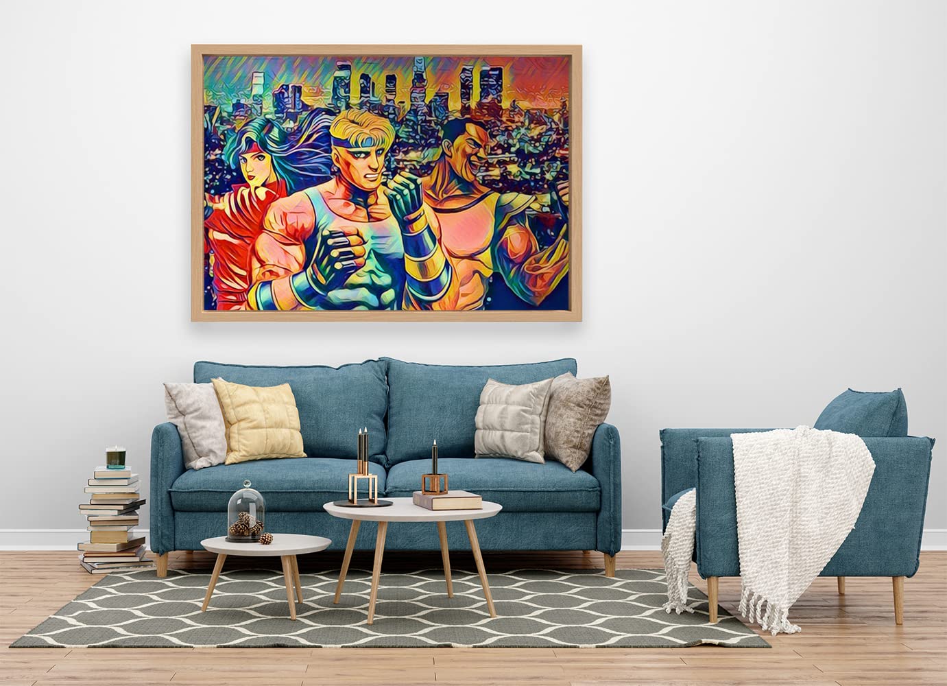 VERRE ART Wooden Floater Framed Canvas - Wall Decor for Living Room, Bedroom, Office, Hotels, Drawing Room (60in x 45in) - Abstract Streets Of Rage