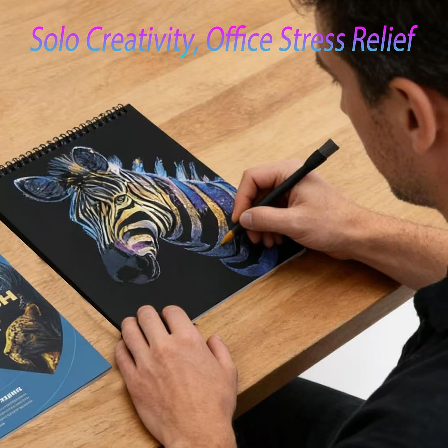 Animal Series Scratch Art Adults 10-Page Mindfulness & Stress Relief Scratch Painting Kit Intricate Wildlife Designs Premium Black Rainbow Scratch Paper Creative Hobby & DIY Gift Idea