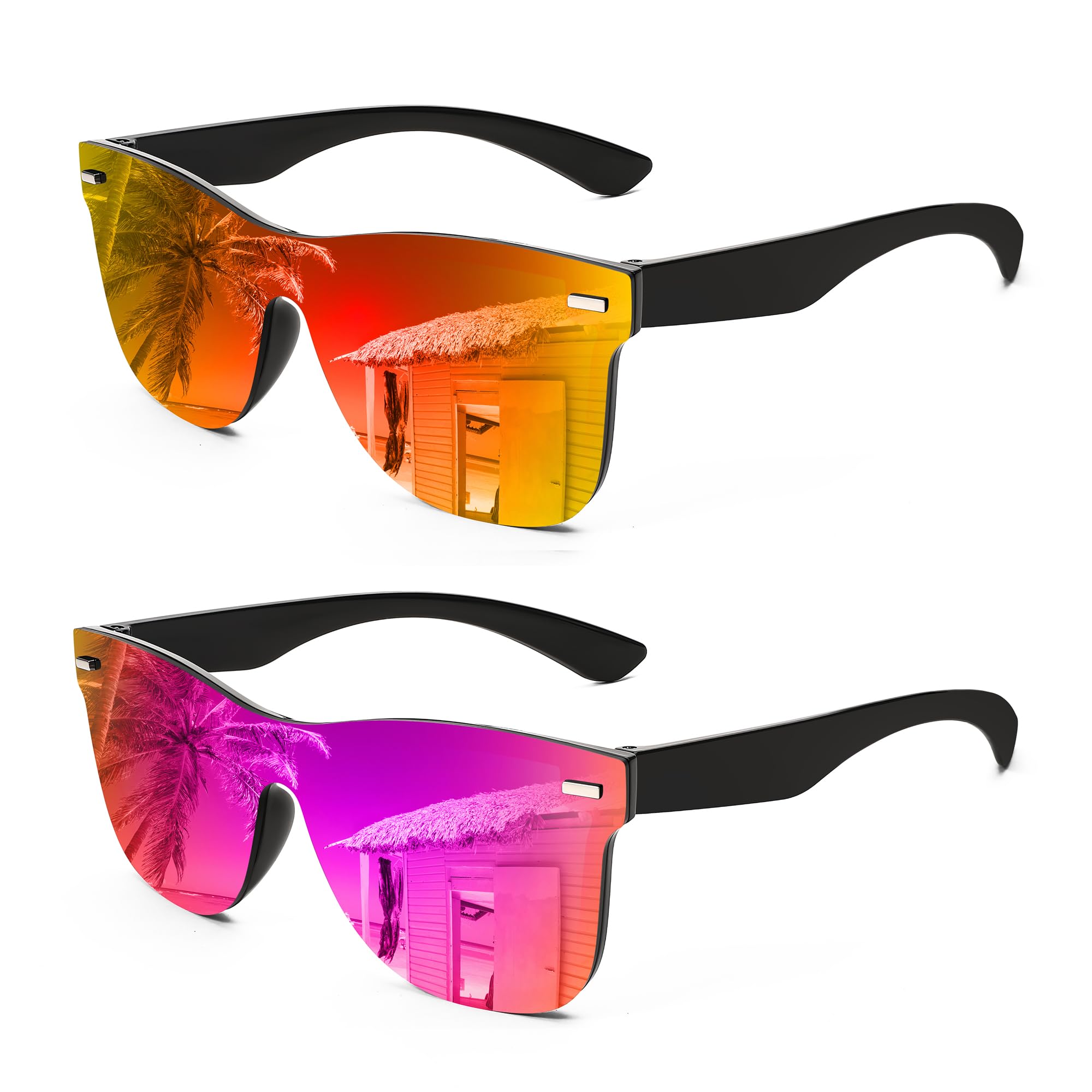 FEISEDY Trendy Rimless Mirrored One Piece Lens Sunglasses Reflective Sun Glasses B4114