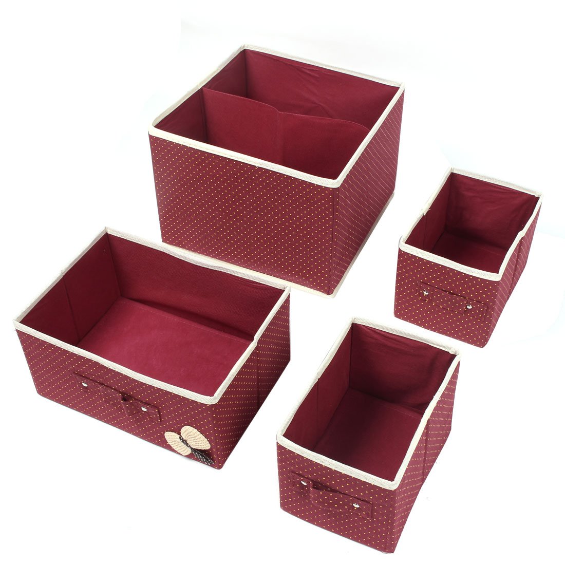 Ruilogod Tela no tejida 2 capas 3 cajones sujetador ropa interior calcetines corbatas caja de almacenamiento conjunto rojo