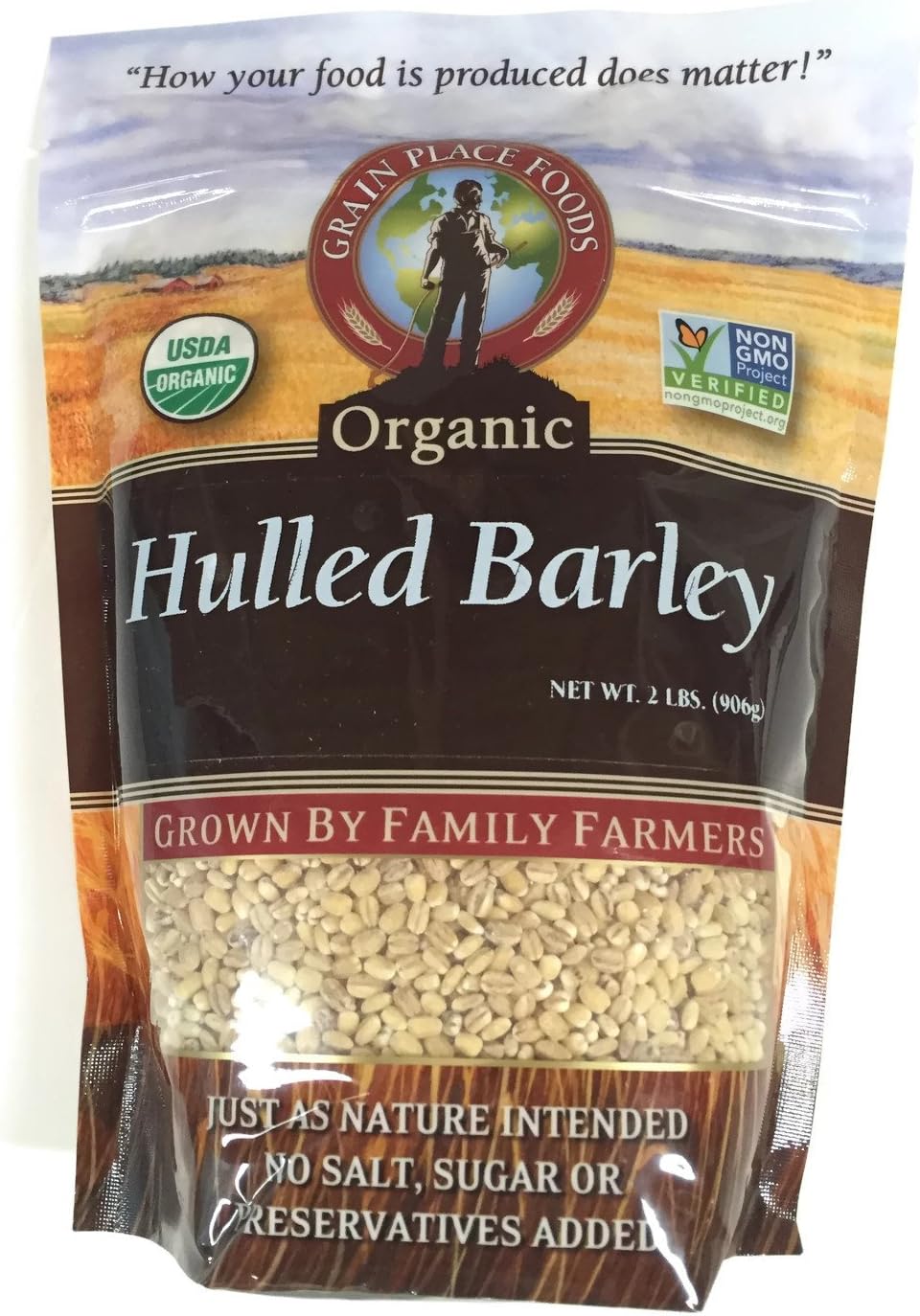 Grain Place Foods | Non-GMO Organic Hulled Barley | Made in the USA | 2 lb Bag