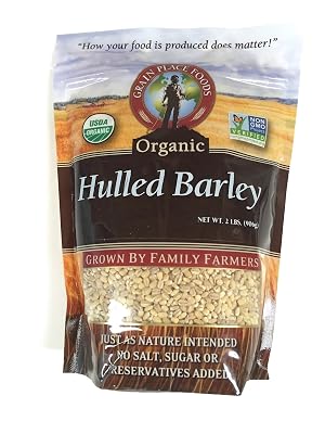 Grain Place Foods Non-GMO Organic Hulled Barley Made in the USA 2 lb Bag