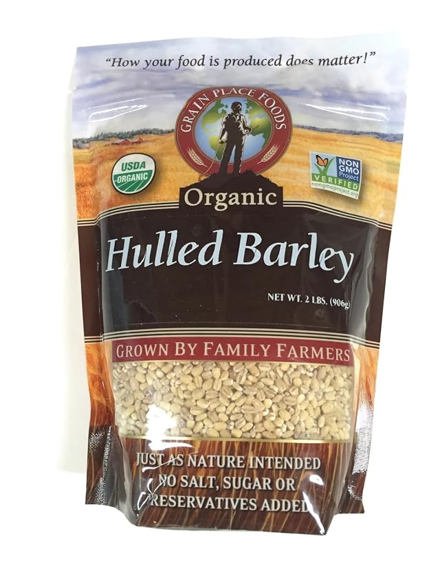 Grain Place Foods Non-GMO Organic Hulled Barley Made in the USA 2 lb Bag