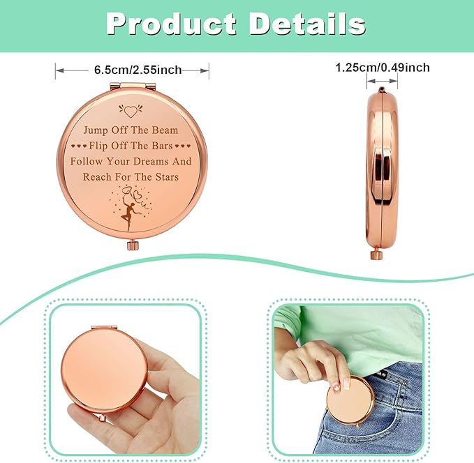 Espejo de Maquillaje Compacto Gimnasta Regalo 2 Piezas miniatura 5