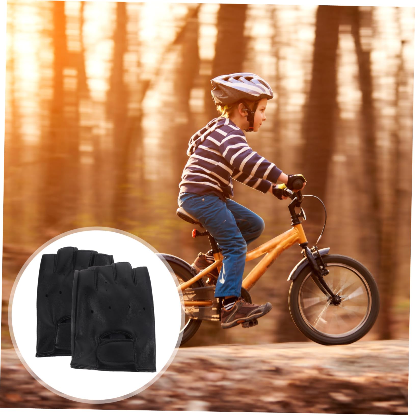 INOOMP 3pairs Boy Girl Half Finger Leather Gloves for Outdoor Sports Comfortable Fit for Ages for Riding Cycling More Activities Attractive Design for Boys Girls
