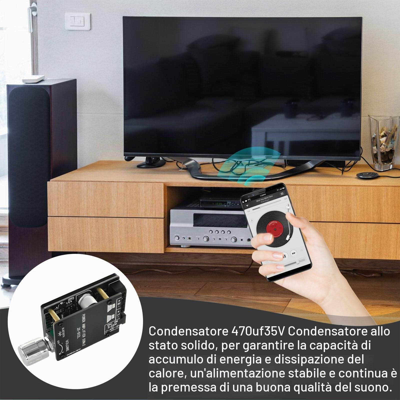 Leikurvo Amplificatore Bluetooth scheda HiFi Stereo, 2.0 Audio Amplifier Board 2x50W Bluetooth Amplificatore Modulo HiFi Stereo, Mini Amplificatore Digitale Scheda