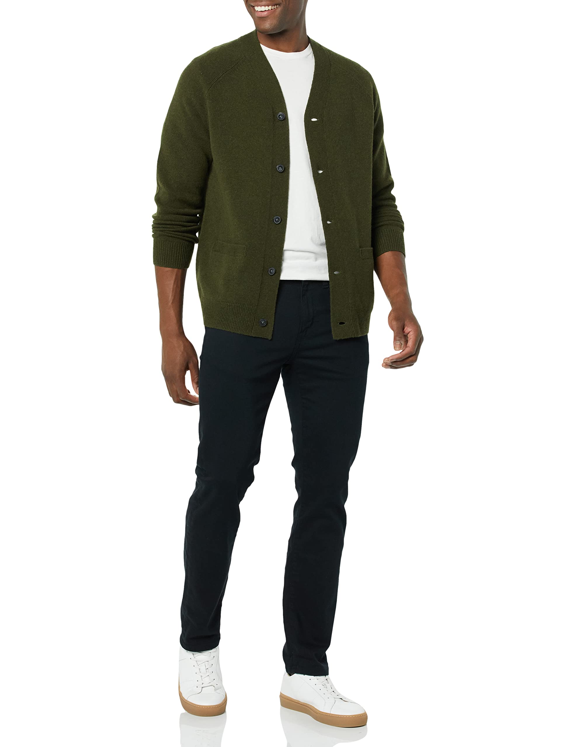 Amazon Essentials Herren Strickjacke Aus Lammwolle Mit V-Ausschnitt Und Taschen (Zuvor Goodthreads)