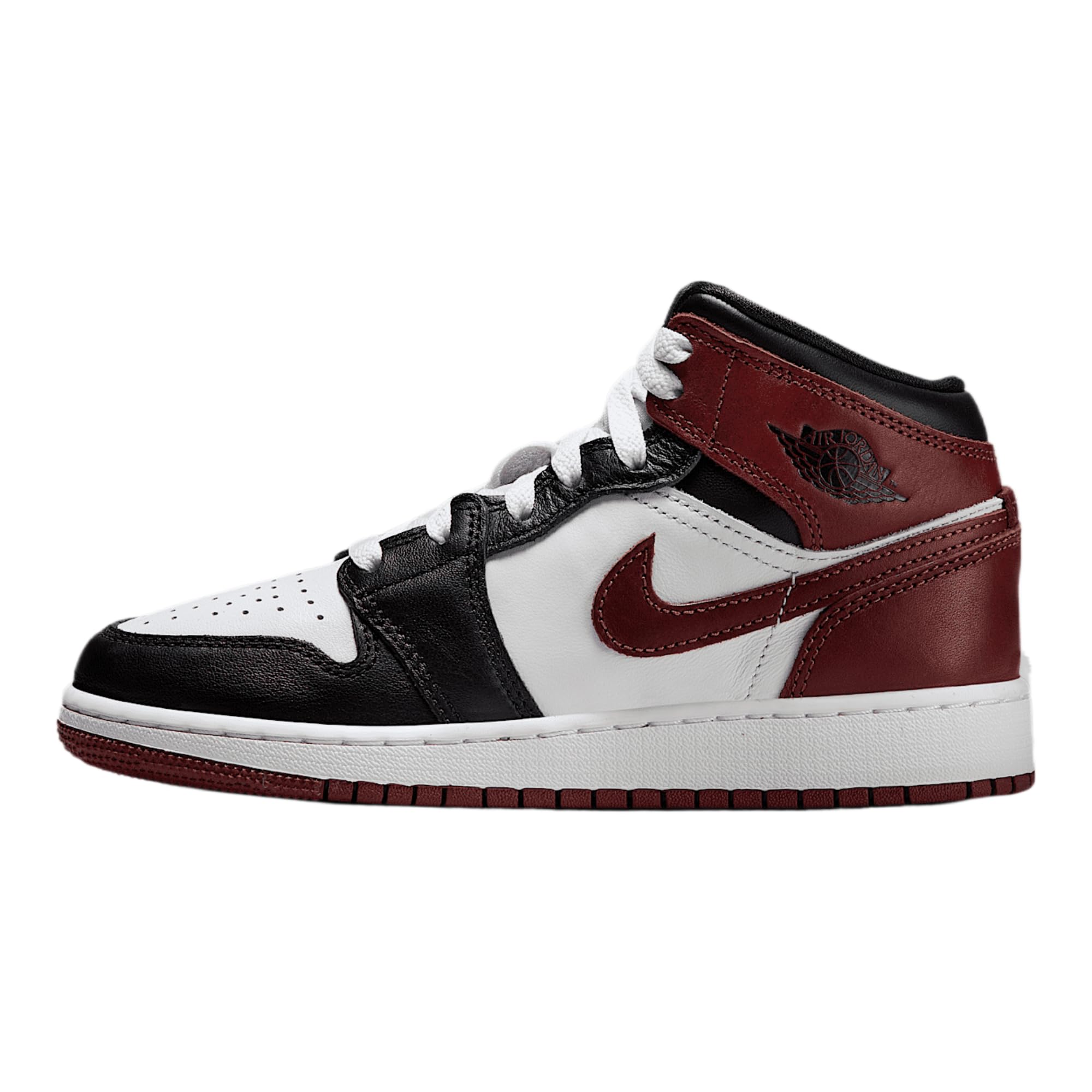 Air Jordan 1 Mid SE Big Kids' Shoes (HF3193-102, White/Black/Dark Pony) Size 6.5