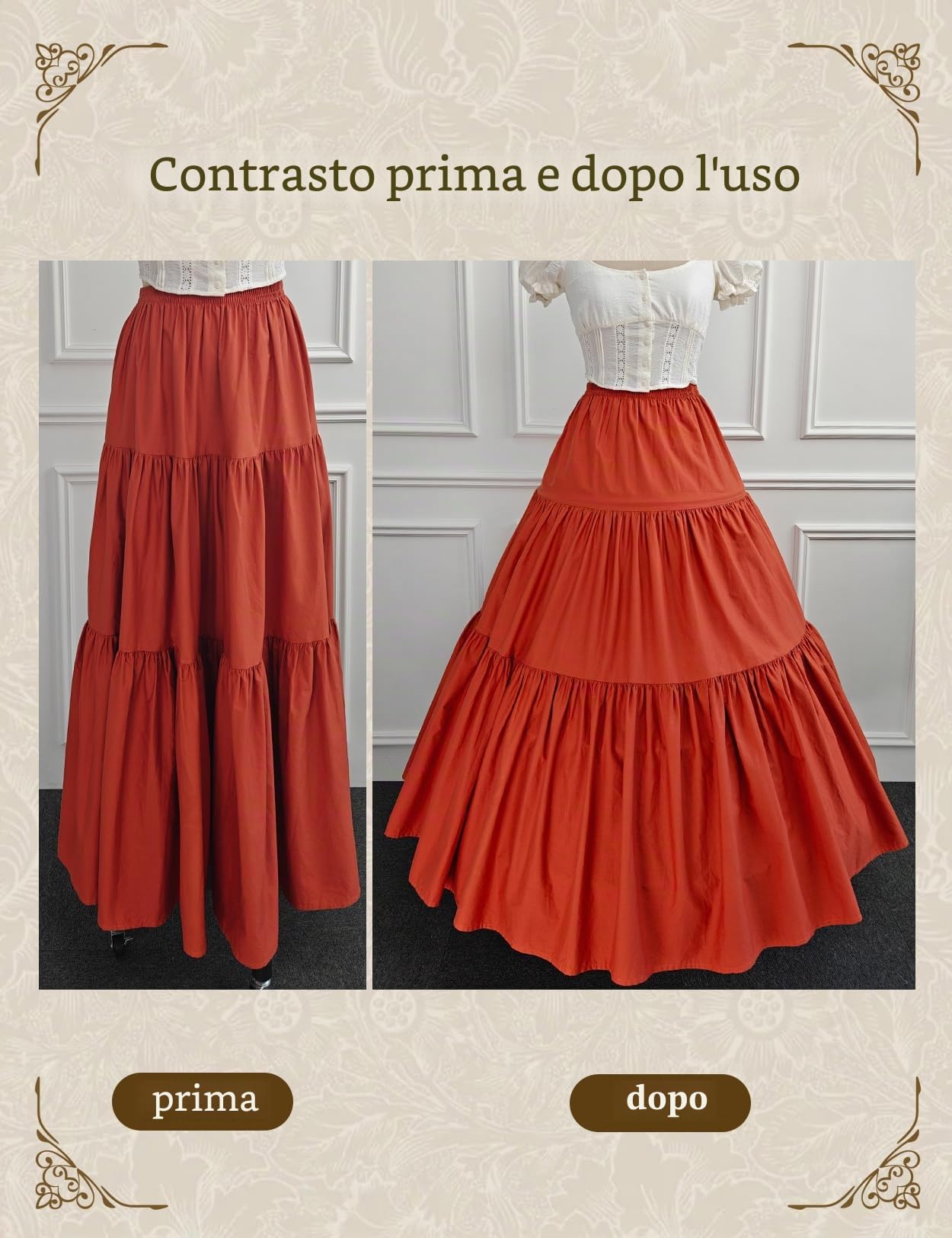 BEAUTELICATE Sottogonna Petticoat Lunga Donna Gonna Crinolina Rockabilly Vintage Sottoveste per Vestito Abito da Sposa Anni 50 Festa
