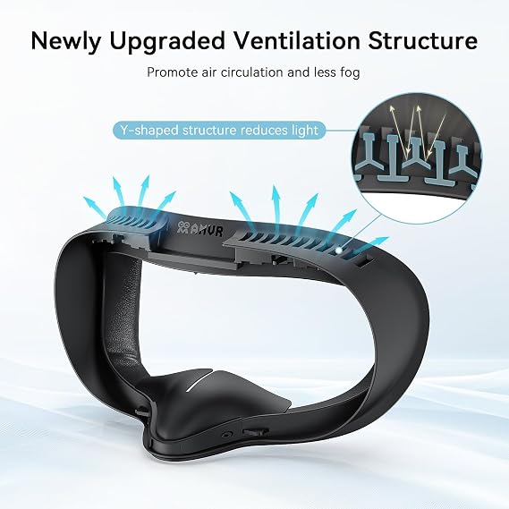 AMVR Facial Interface Face Pad Cover Compatible with Meta/Oculus Quest 3S Accessories, Comfort PU and Ice Silk Cotton Cushion,Not Fit Q3 (Standard)