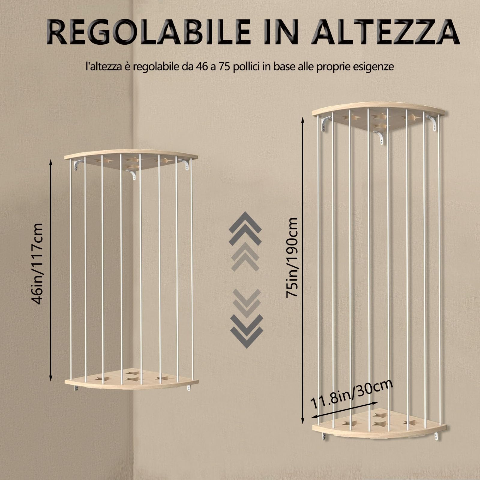GUIGUZI Organizer per animali di peluche, Organizzatore da appendere alla cameretta dei bambini, Borsa Portaoggetti da Appendere Parete, in legno, per cameretta dei bambini