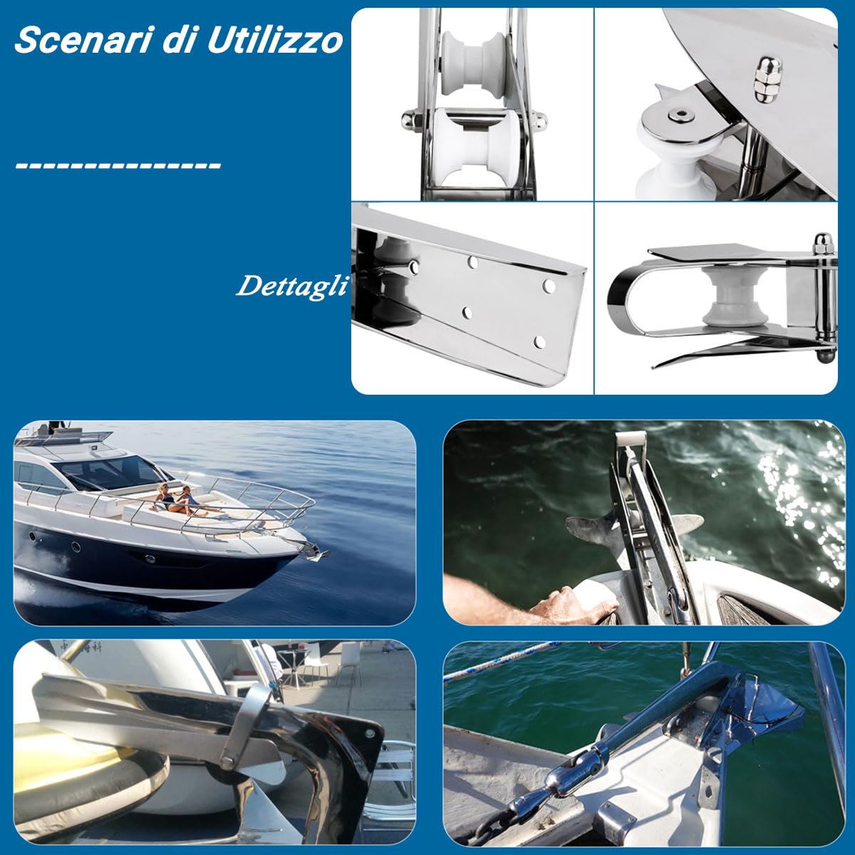 Tbest Musone di Prua di Ancoraggio,Musone di Prua Per Una Barca Rullo di Prua di Prua Per Barca Acciaio Inossidabile 316 7.5‑15Kg 420Mm 16.5In Per Accessorio Hardware Per