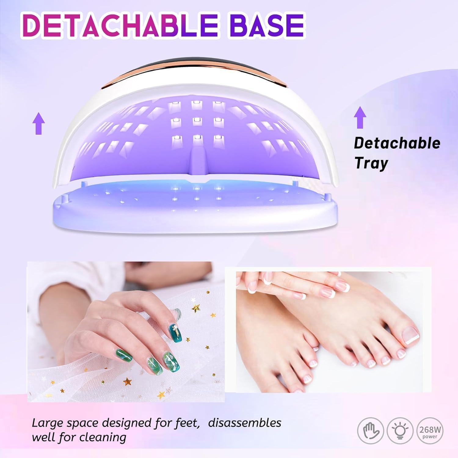 Wisdompark 268W UV LED Nail Lamp, Nail Dryer for Gel Polish, 4 Timers Curing Lamp Professional Nail Light, 66Pcs Uv Beads and Automatic Sensor (Black)