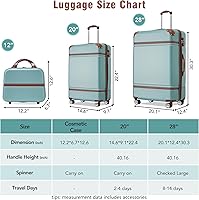 Vista 60 de Merax Equipaje, maleta extensible rígida con ruedas giratorias ligeras, Negro -, 40/48/52