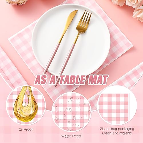 Miniatura 3 de Chivao 150 hojas de papel de cera para comida de 9.8 x 8.3 pulgadas, papel de delicatessen a cuadros rosados, desechables, a prueba de grasa, para