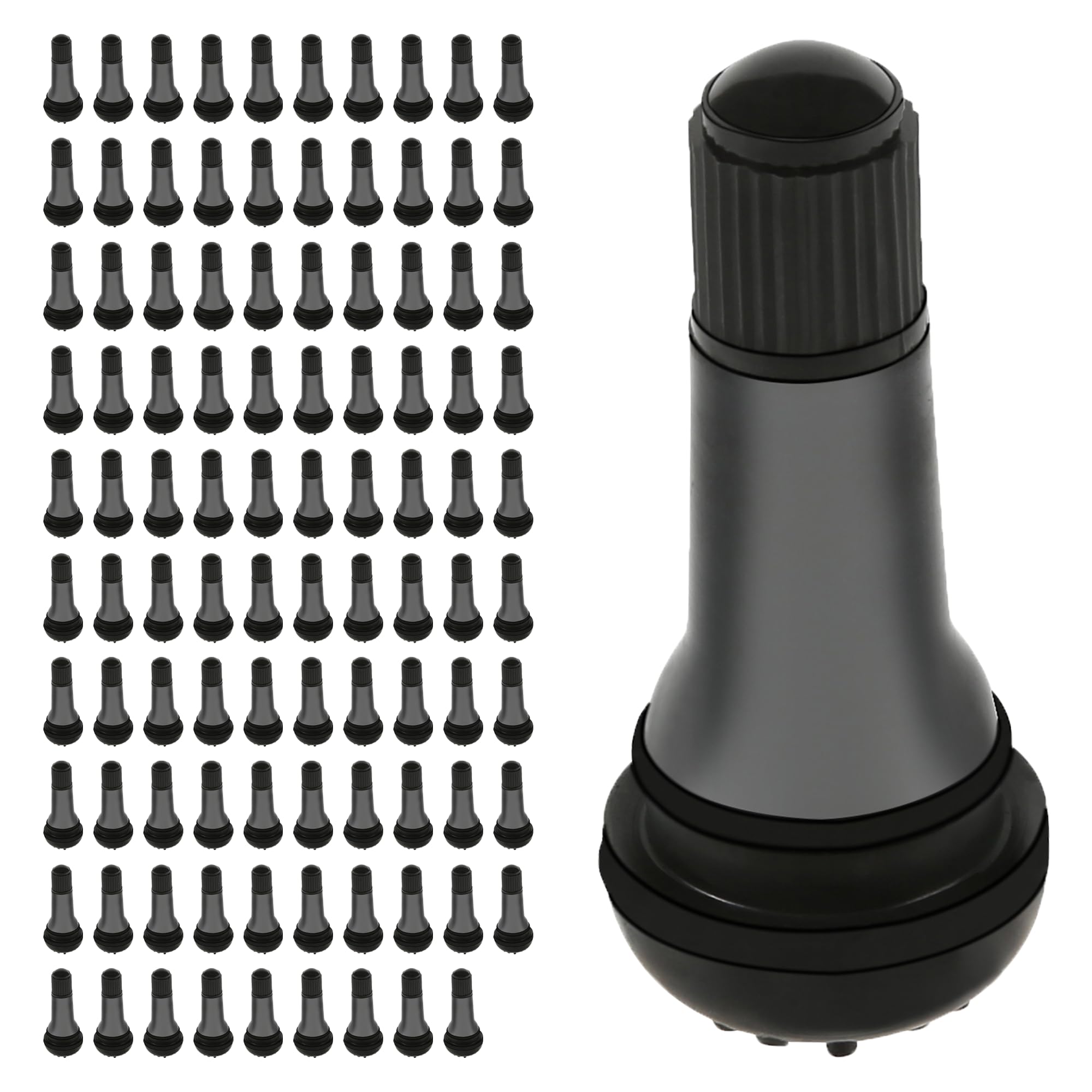 CDWTPS TR413 Tire Valve Stem, Rubber Snap-in Short Black Tire Valve Stem for Tubeless 0.453 Inch 11.5mm Rim Holes on Standard Vehicle Tires(100pcs/Bag)