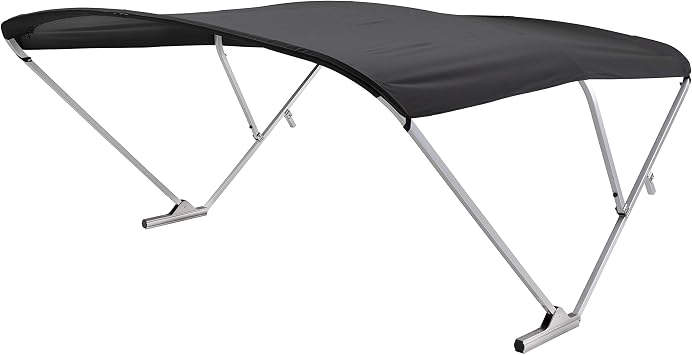 SureShade Power Pontoon Bimini Top - Clear Anodized Frame, Black Fabric