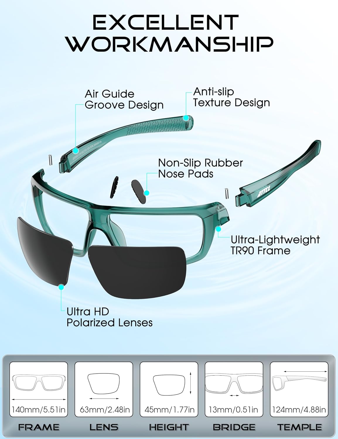 ATTCL Polarized Sunglasses Men for Fishing: UV Protection Lightweight TR90 Sports Wrap Sun Glasses Driving Golf Running - Image 6