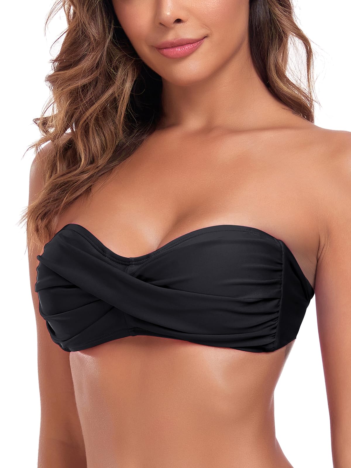 Ocean Blues Maillots de bain sans bretelles pour femmes bandeau bikini haut à nouer dans le dos
