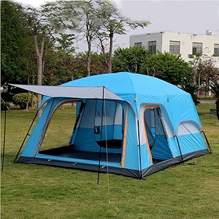 Waterproof Camping Tent,Family Tent with 3 Room 8-12 Person Large Tent 2 Bedroom Family Tent & Sun Shelter,Festival Essential for Outdoor Garden (Color : Brown) Vision