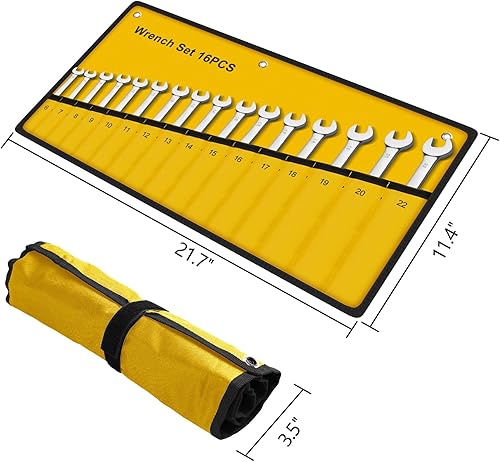 Miniatura 2 de Juego de llaves de trinquete, 16 piezas, kit de llaves combinadas multifuncionales métricas de 0.236-0.866 in, acero al cromo vanadio, llaves de